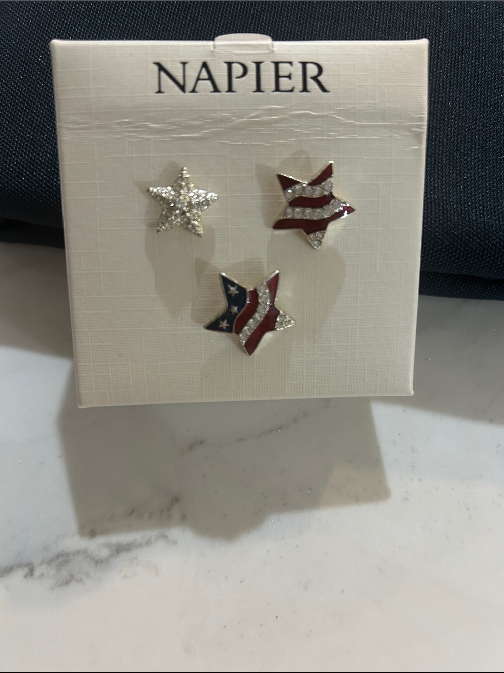 Napier Star Earring Trio in Red, White & Blue